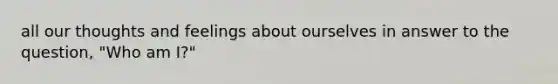 all our thoughts and feelings about ourselves in answer to the question, "Who am I?"