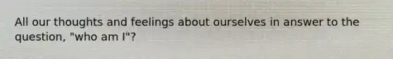 All our thoughts and feelings about ourselves in answer to the question, "who am I"?