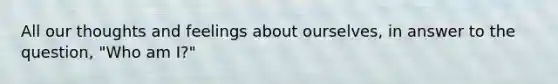 All our thoughts and feelings about ourselves, in answer to the question, "Who am I?"