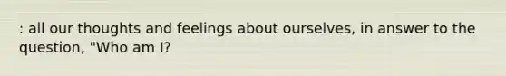 : all our thoughts and feelings about ourselves, in answer to the question, "Who am I?