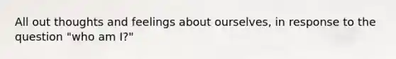 All out thoughts and feelings about ourselves, in response to the question "who am I?"