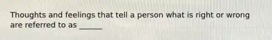 Thoughts and feelings that tell a person what is right or wrong are referred to as ______