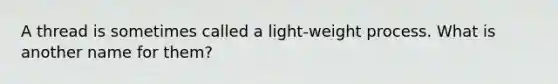 A thread is sometimes called a light-weight process. What is another name for them?