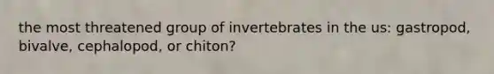 the most threatened group of invertebrates in the us: gastropod, bivalve, cephalopod, or chiton?
