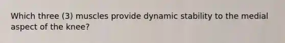 Which three (3) muscles provide dynamic stability to the medial aspect of the knee?