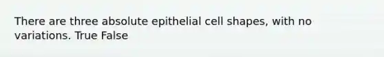 There are three absolute epithelial cell shapes, with no variations. True False