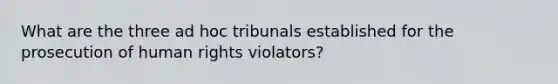 What are the three ad hoc tribunals established for the prosecution of human rights violators?