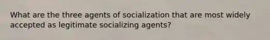 What are the three agents of socialization that are most widely accepted as legitimate socializing agents?