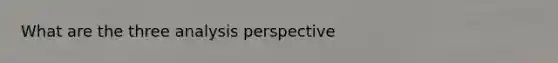 What are the three analysis perspective