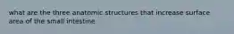 what are the three anatomic structures that increase surface area of the small intestine