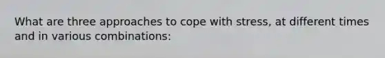 What are three approaches to cope with stress, at different times and in various combinations: