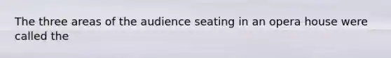 The three areas of the audience seating in an opera house were called the