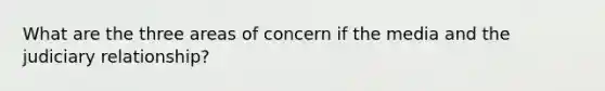 What are the three areas of concern if the media and the judiciary relationship?