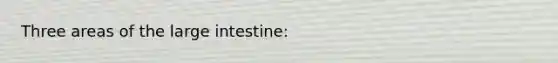 Three areas of the large intestine: