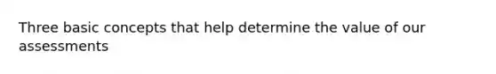 Three basic concepts that help determine the value of our assessments