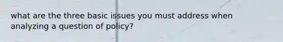 what are the three basic issues you must address when analyzing a question of policy?