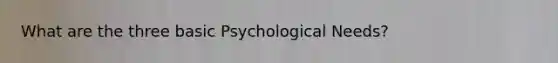 What are the three basic Psychological Needs?