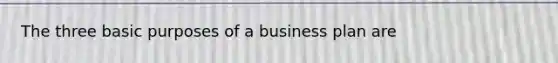 The three basic purposes of a business plan are