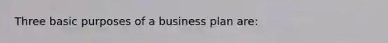 Three basic purposes of a business plan are: