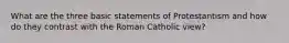 What are the three basic statements of Protestantism and how do they contrast with the Roman Catholic view?