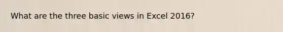 What are the three basic views in Excel 2016?