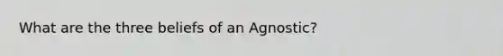 What are the three beliefs of an Agnostic?