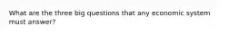 What are the three big questions that any economic system must answer?