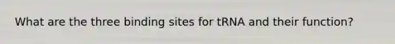 What are the three binding sites for tRNA and their function?