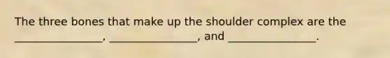 The three bones that make up the shoulder complex are the ________________, ________________, and ________________.