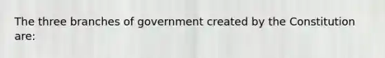 The three branches of government created by the Constitution are: