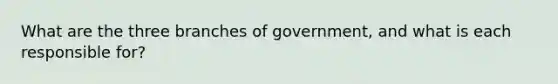 What are the three branches of government, and what is each responsible for?