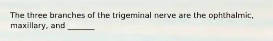 The three branches of the trigeminal nerve are the ophthalmic, maxillary, and _______