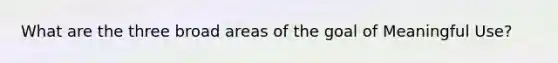 What are the three broad areas of the goal of Meaningful Use?
