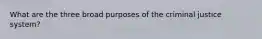 What are the three broad purposes of the criminal justice system?