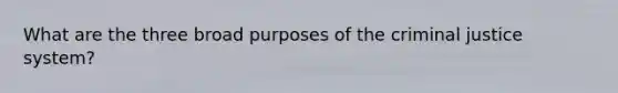 What are the three broad purposes of the criminal justice system?