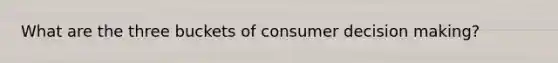 What are the three buckets of consumer <a href='https://www.questionai.com/knowledge/kuI1pP196d-decision-making' class='anchor-knowledge'>decision making</a>?