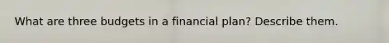 What are three budgets in a financial plan? Describe them.