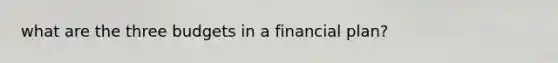 what are the three budgets in a financial plan?