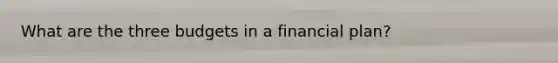 What are the three budgets in a financial plan?