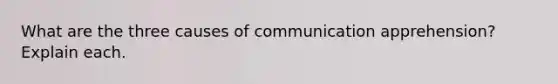 What are the three causes of communication apprehension? Explain each.