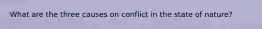 What are the three causes on conflict in the state of nature?