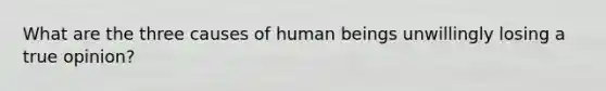 What are the three causes of human beings unwillingly losing a true opinion?