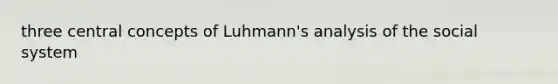 three central concepts of Luhmann's analysis of the social system