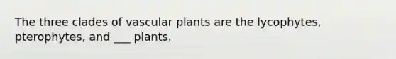 The three clades of vascular plants are the lycophytes, pterophytes, and ___ plants.