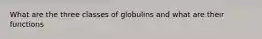 What are the three classes of globulins and what are their functions