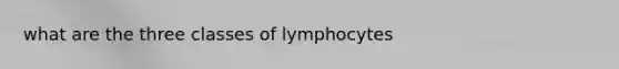 what are the three classes of lymphocytes