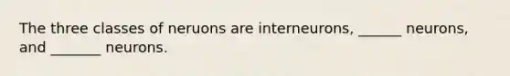 The three classes of neruons are interneurons, ______ neurons, and _______ neurons.