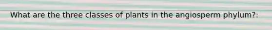 What are the three classes of plants in the angiosperm phylum?: