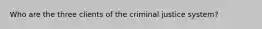 Who are the three clients of the criminal justice system?