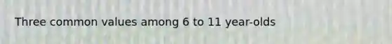 Three common values among 6 to 11 year-olds